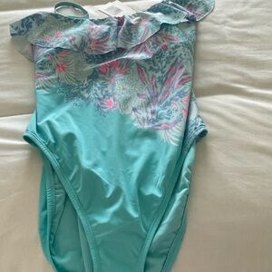 Lilly Pulitzer Aqua One Piece with Coral Accents